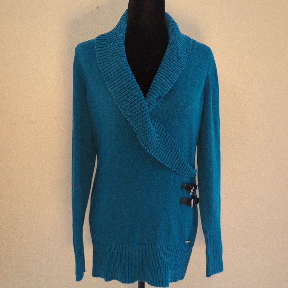 Guess Women's Teal Cowl Neck Sweater